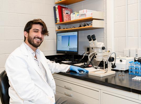 Dr Armando Anzellini in his bioarchaeology lab at Lehigh University